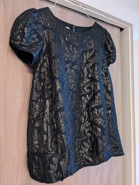Tibi Copper on Black Bubble Hem Top